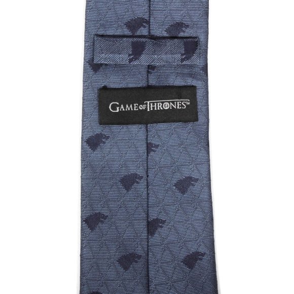 GAME OF THRONES House of Stark Dire Wolf Blue King of North Men's Silk Neck Tie - Picture 3 of 3